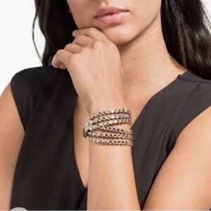 Swarovski Double Wrap Crystal Bracelet / Choker– Taupe Suede